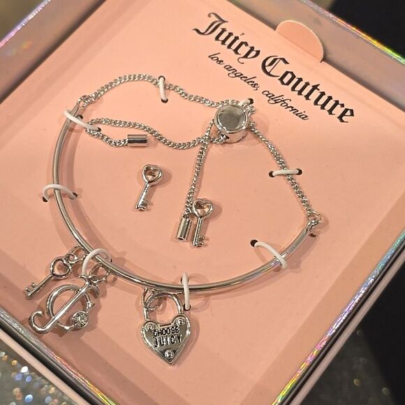 Juicy Couture Choose Juicy Lock & Key Charm Lariat Bracelet & Earring Set - Picture 3 of 10